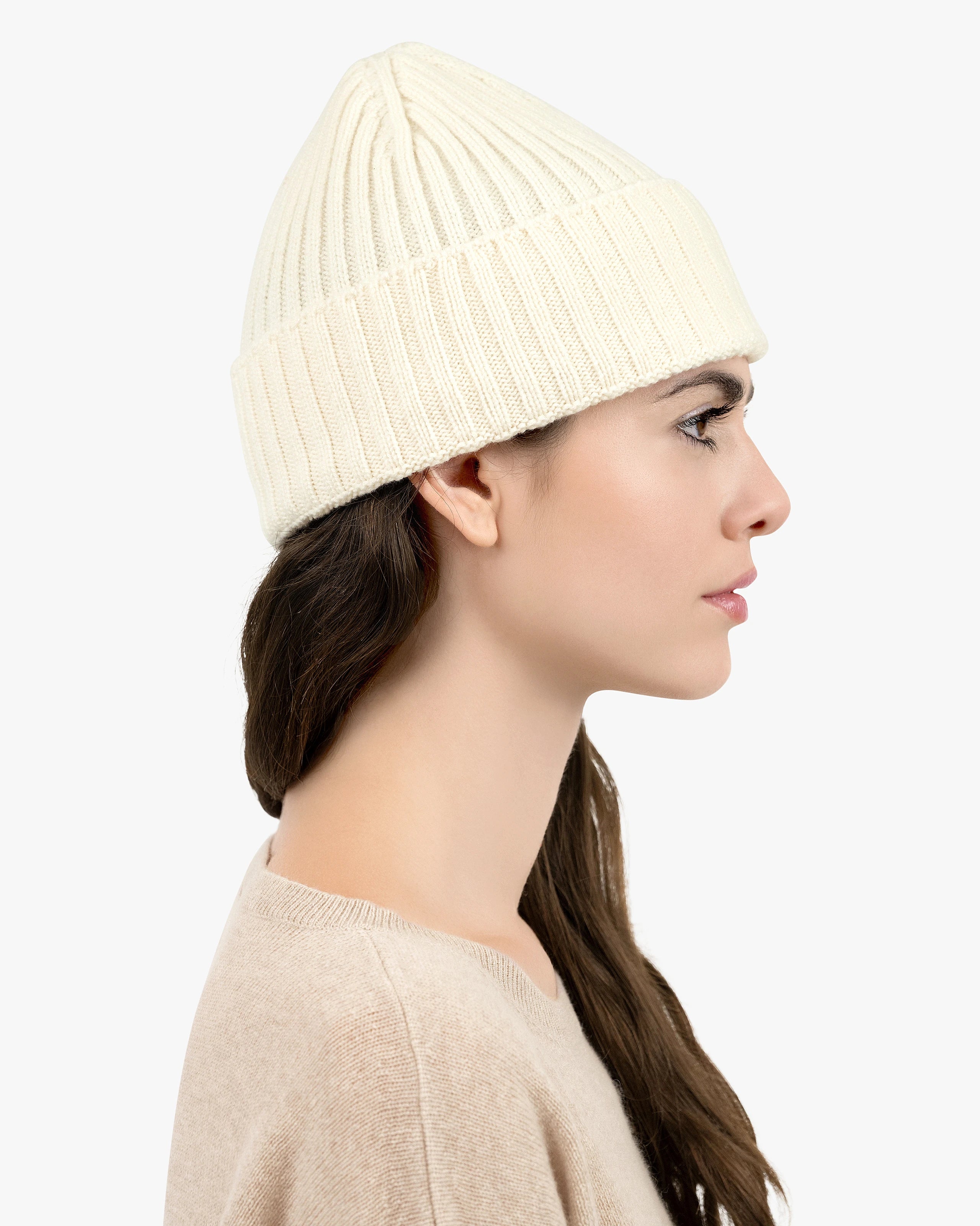 Eugenia Kim Beanie Cream White Wool Cashmere Chunky Ribbed Knit Hat EUGENIA KIM Knit Hat — Vicki main image 2