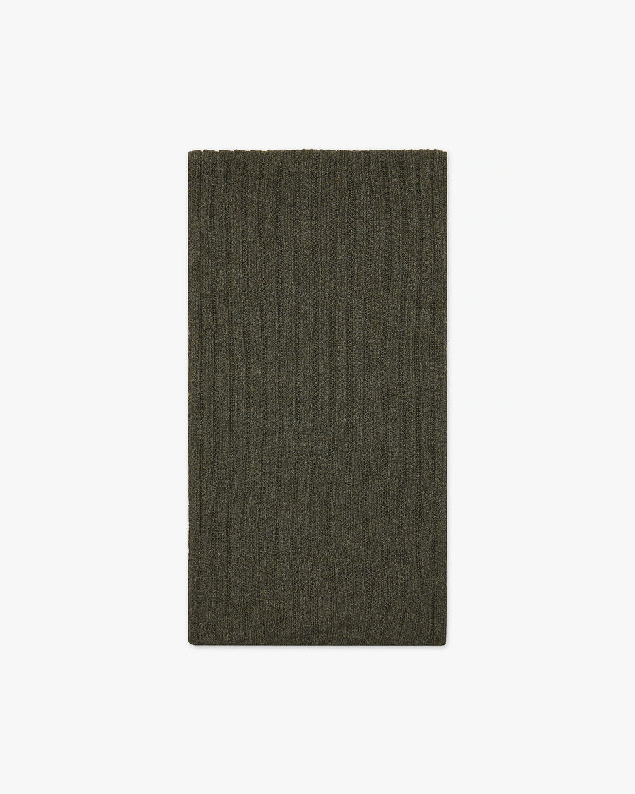 Women's Ribbed Scarf - Green Cashmere