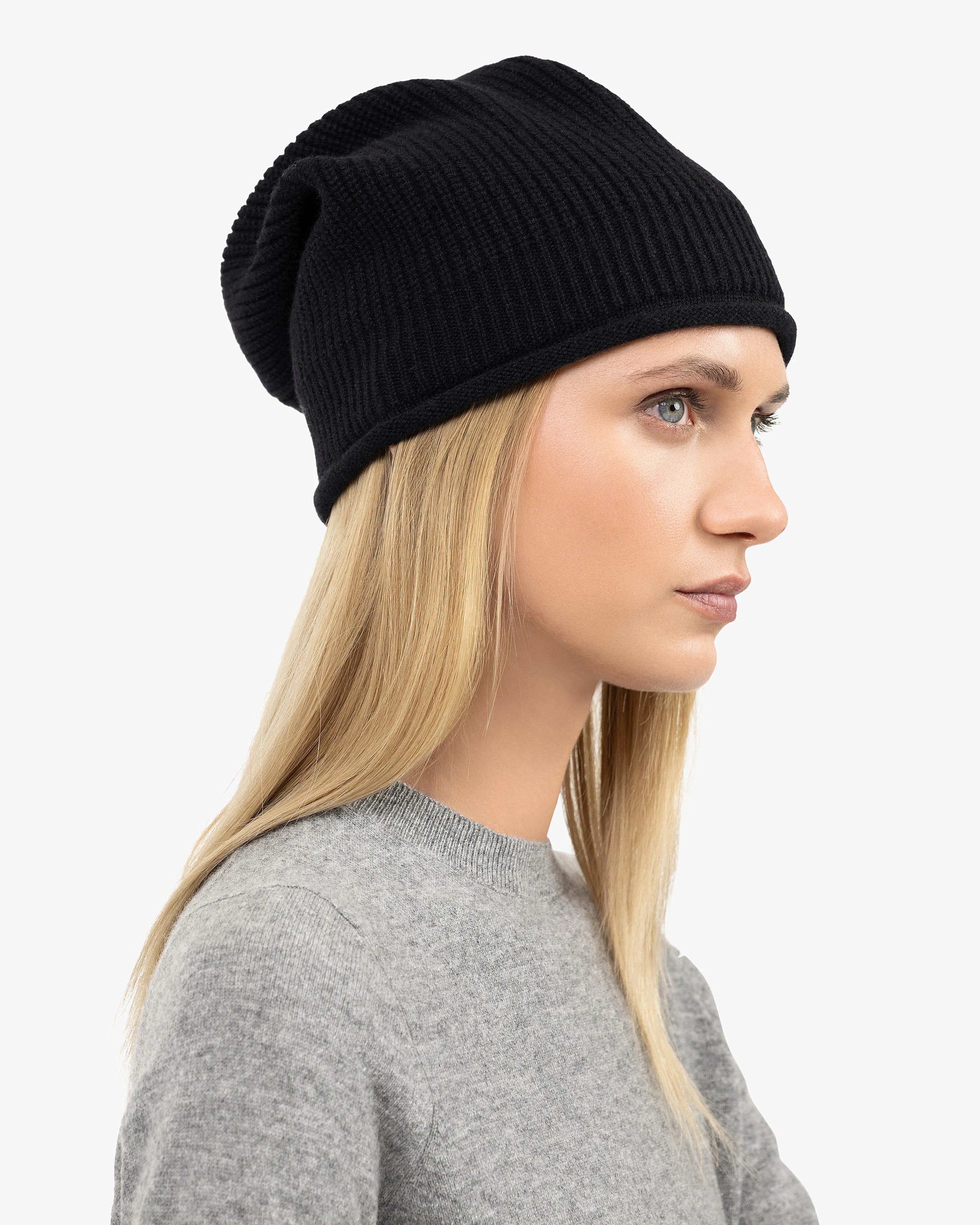 新品未使用 yo BIOTOP Cashmere knit hat black womens-sebastian-cashmere-hat-