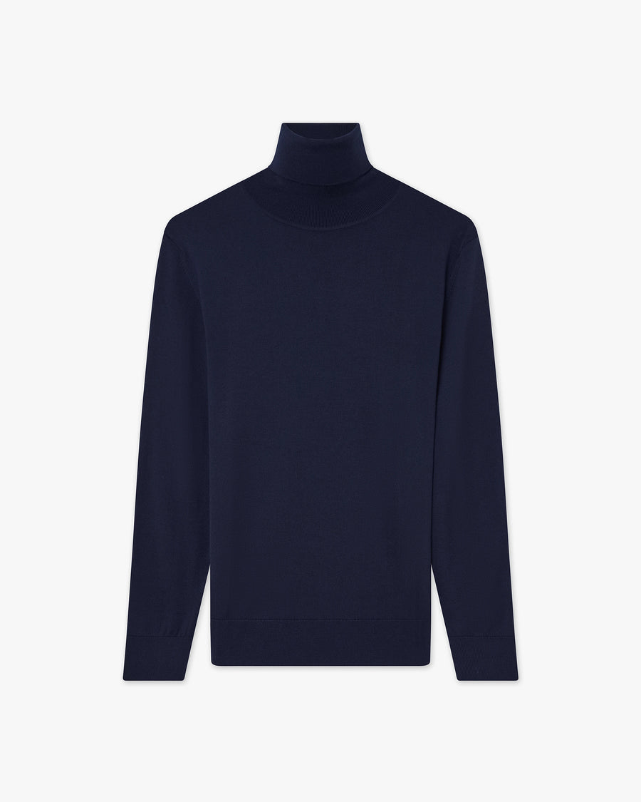 Women's Seraphine Turtleneck Sweater - Blue Merino Superfine