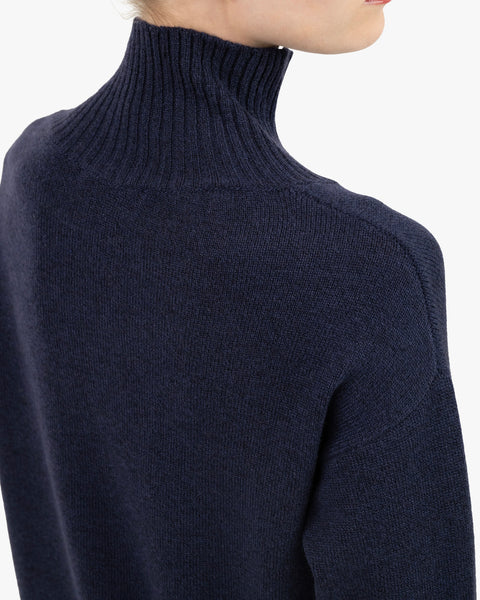 Siena Mock Neck Sweater - Blue Merino / Cashmere