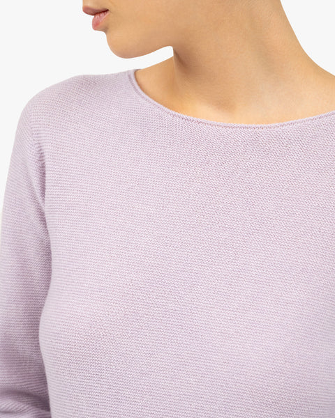 Soffio Boat Neck Sweater - Lilac Cashmere