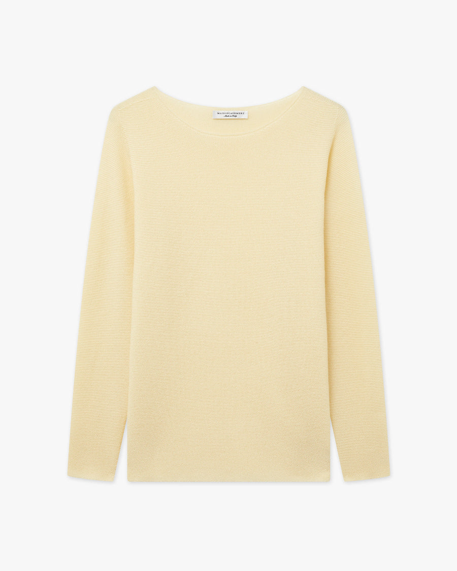 Soffio Boat Neck Sweater - Yellow Cashmere