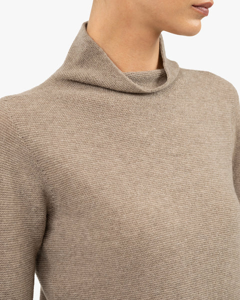 Soffio Mock Neck Sweater - Taupe Cashmere