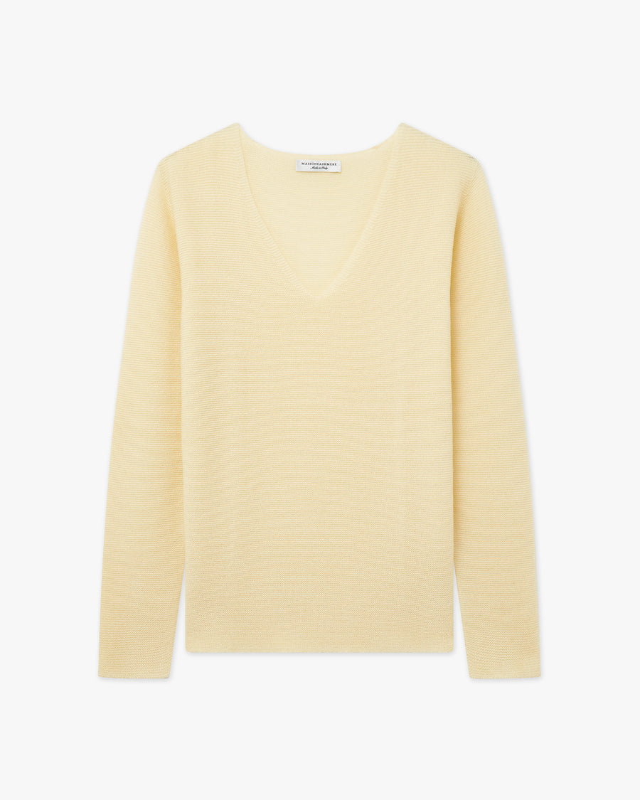 Women's Soffio V-Neck Sweater - Yellow Cashmere