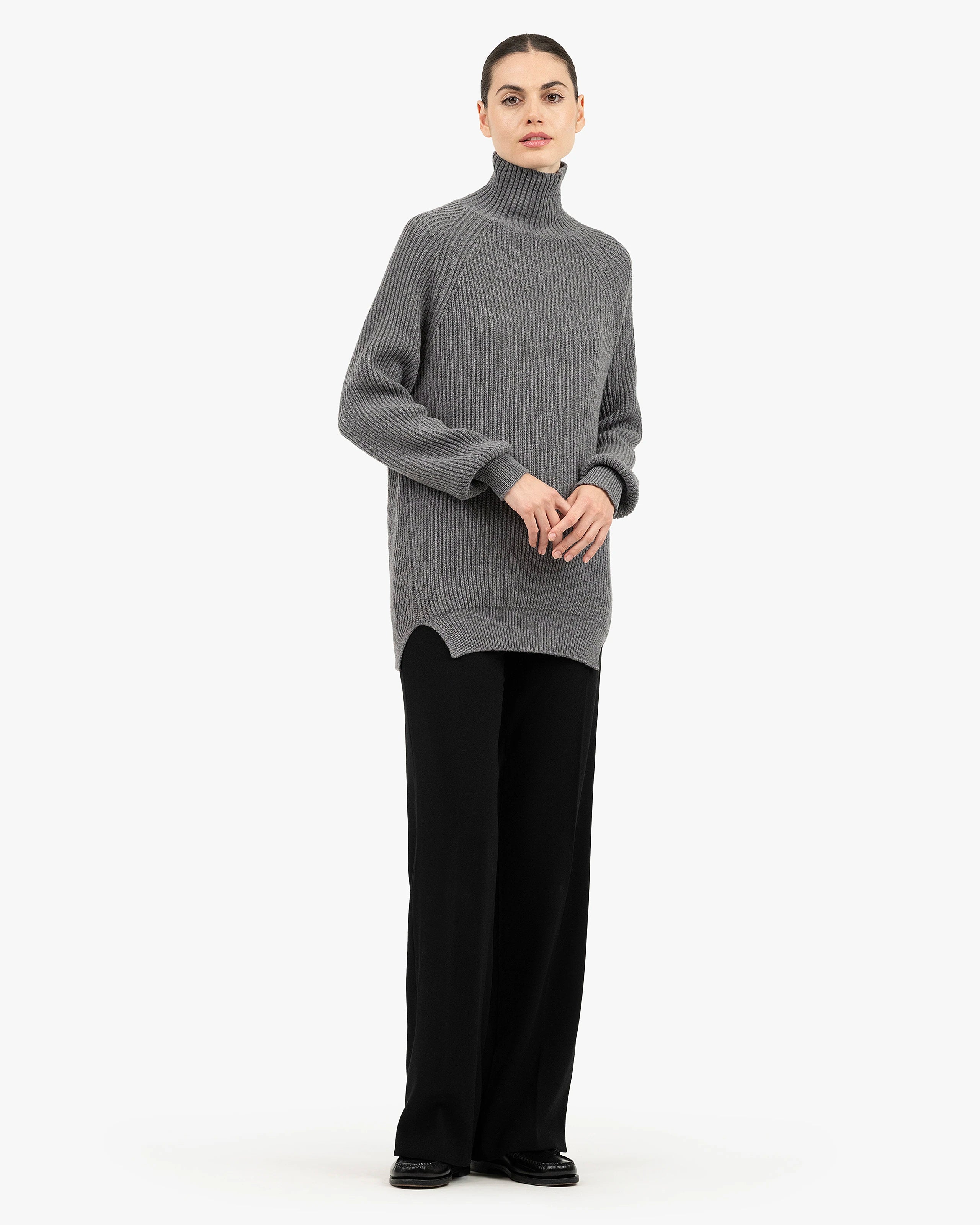 Women's Sorapis Cashmere Mock Neck Sweater - Grey | MaisonCashmere