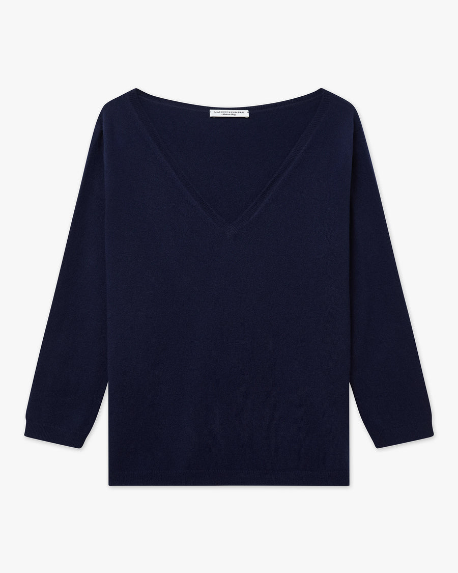 Women's Stresa V-Neck Sweater - Blue Cashmere