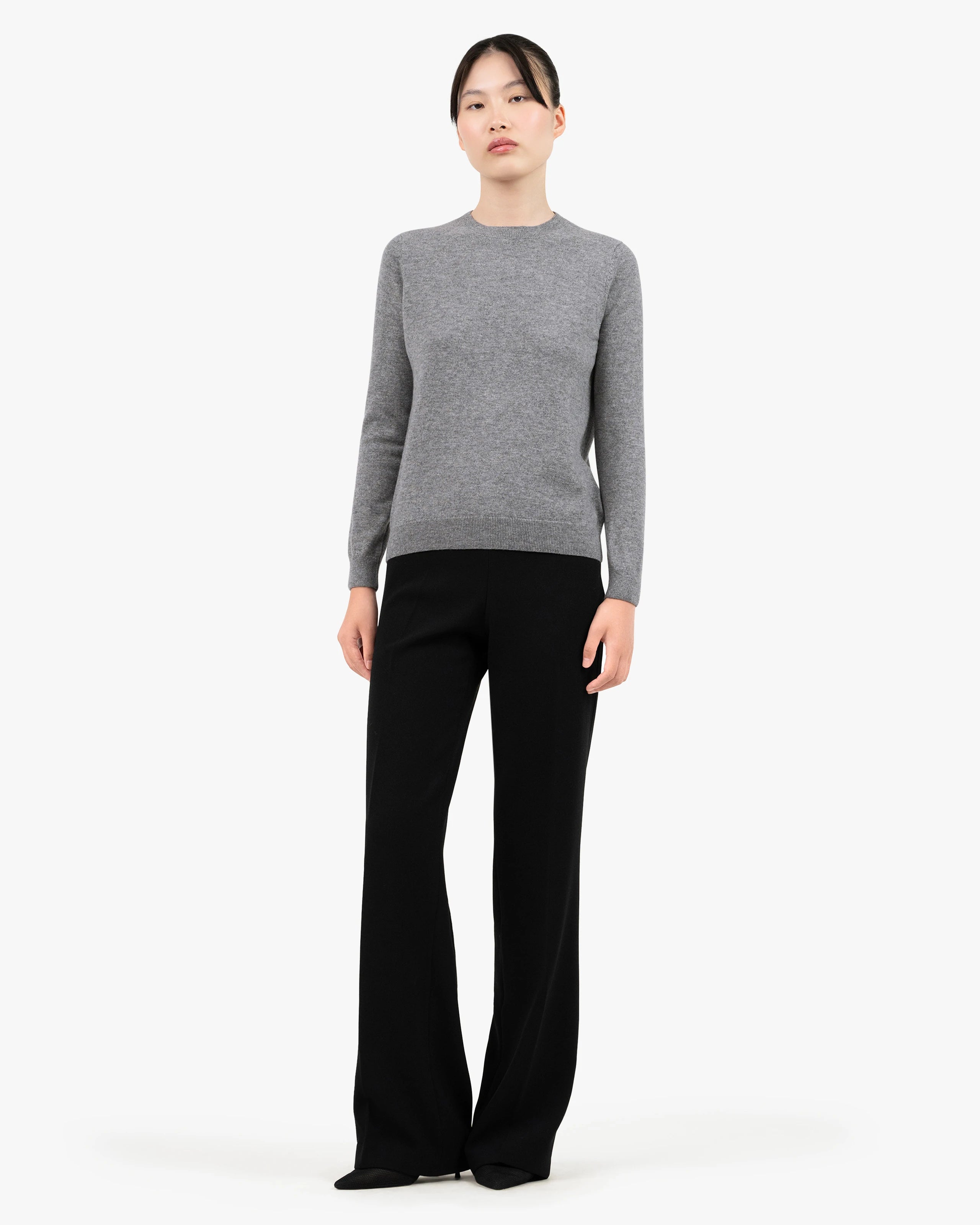 Women's Tribeca Cashmere Crew Neck Sweater - Medium Grey