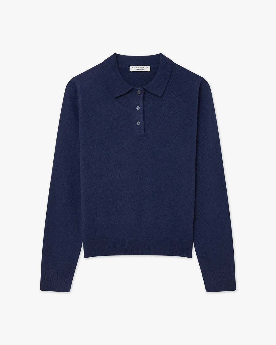 Women's Tribeca Polo Sweater - Blue Cashmere