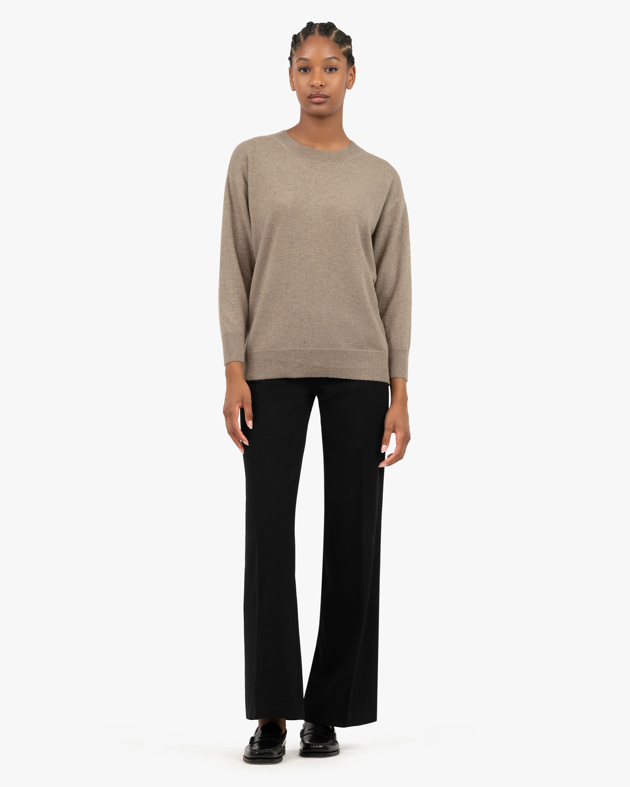Women's Velia Maxi Cashmere Sweater - Taupe | MaisonCashmere
