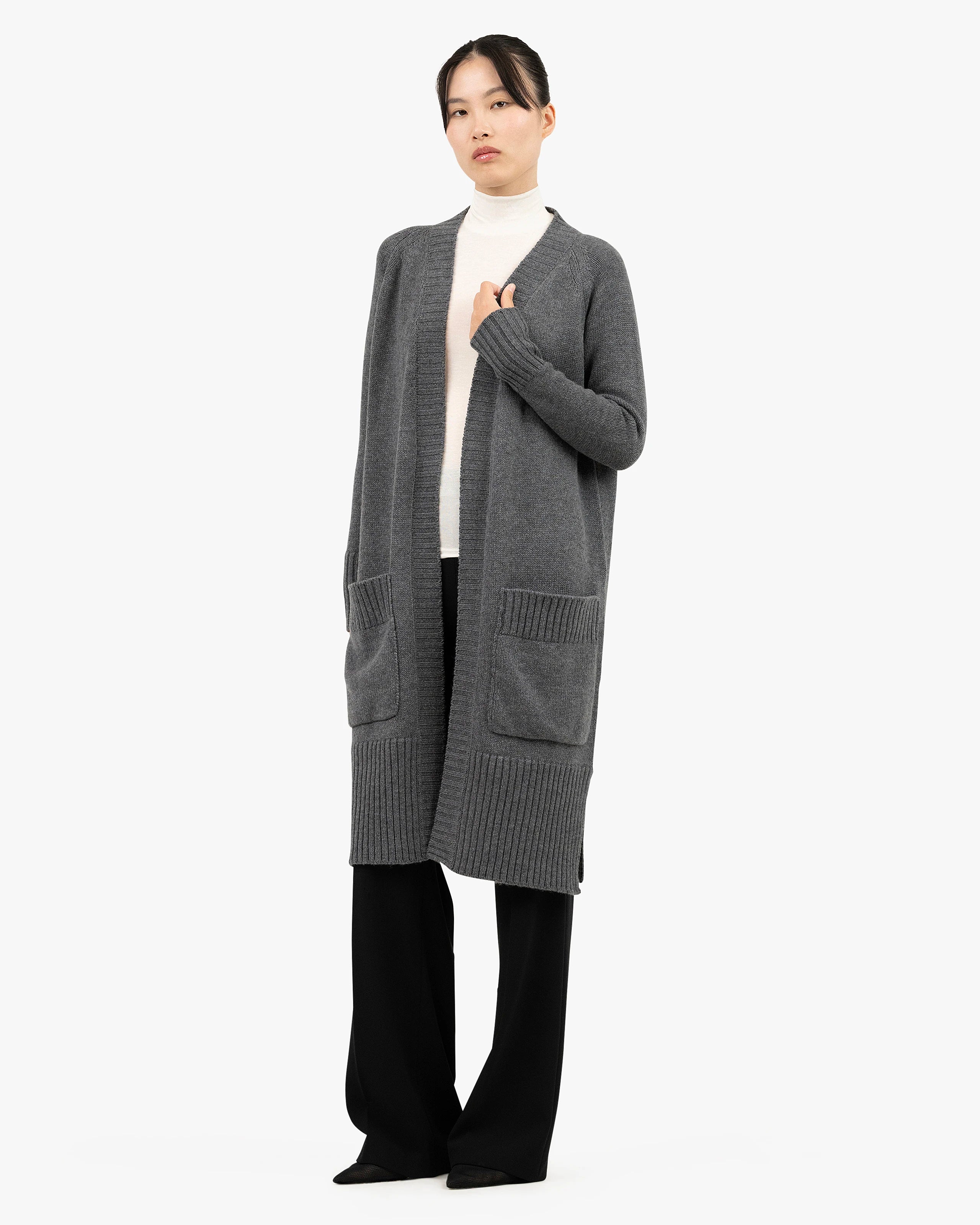 Women's Dalmar Wool-Cashmere Cardigan - Medium Grey | MaisonCashmere