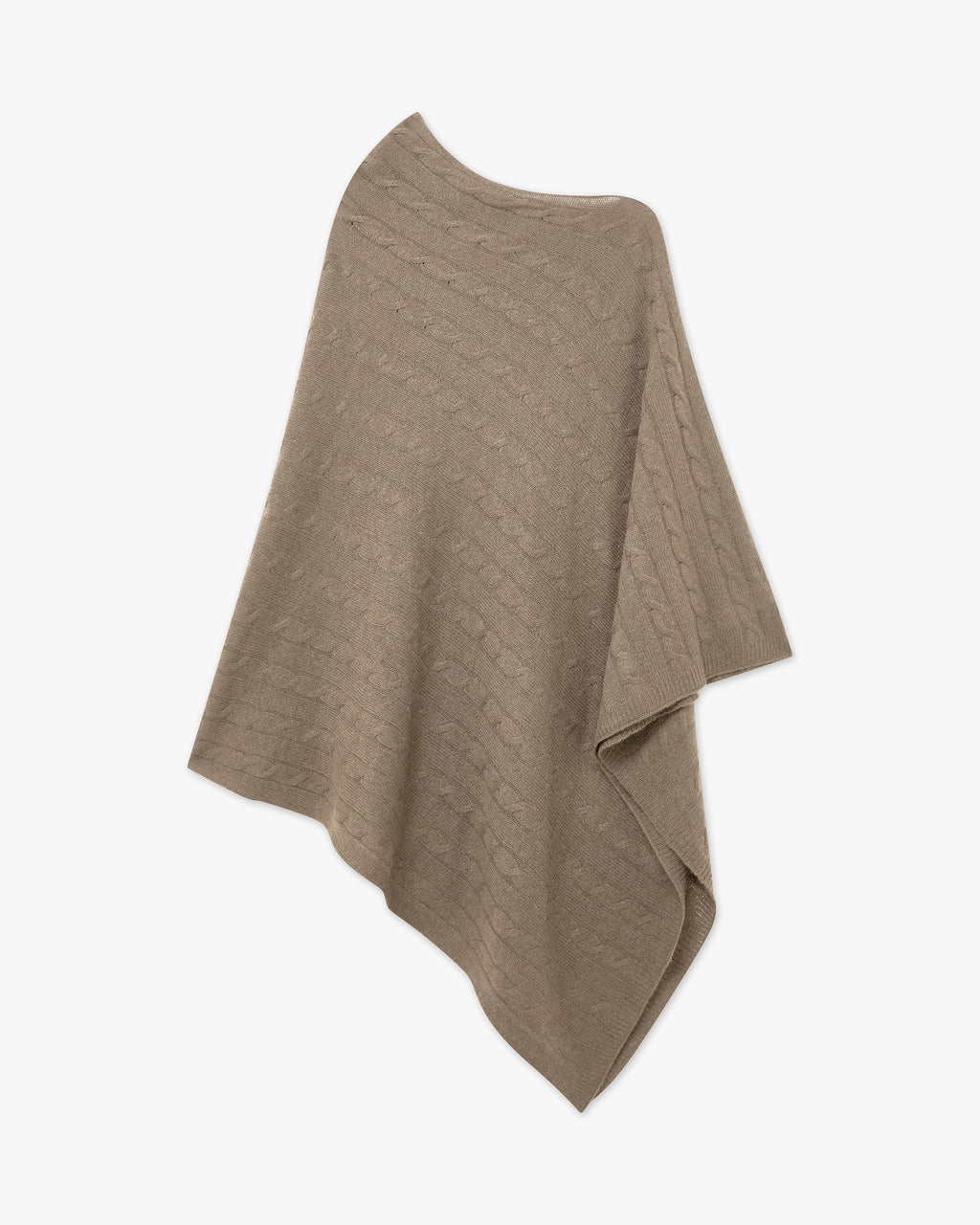 Cable Knit Essential Poncho - Taupe - Archive