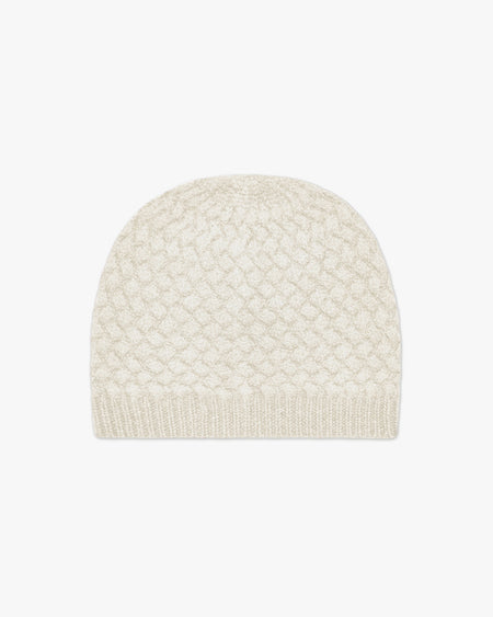 Basket Weave Beanie - White - Archive