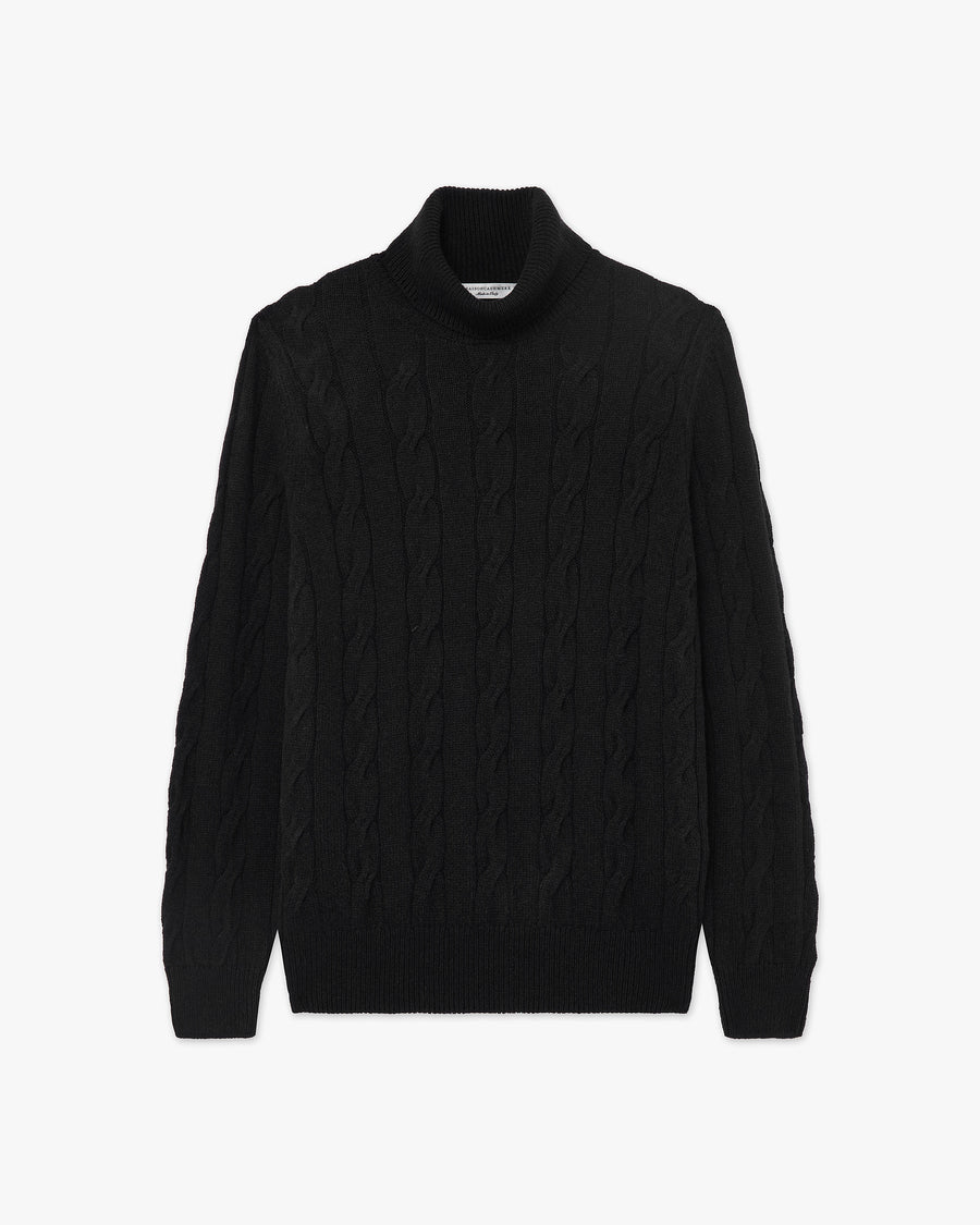 Men's Faloria Cable Turtleneck - Black - Archive