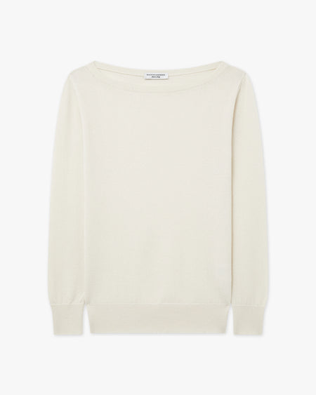 Essential Boat Neck Sweater - White - Archive