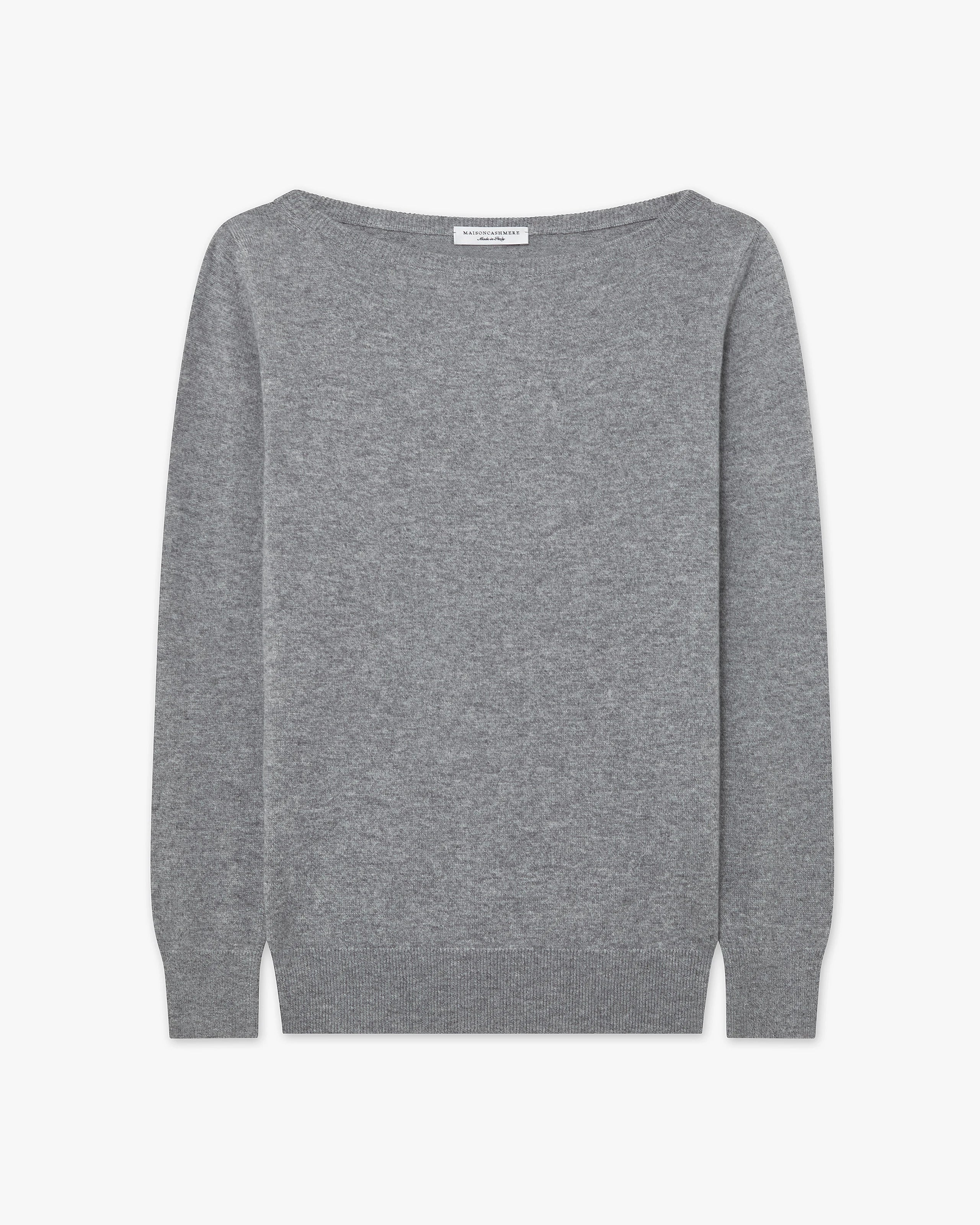 Essential Boat Neck Sweater - Medium Grey - Archive