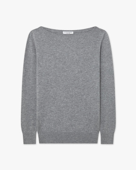 Essential Boat Neck Sweater - Medium Grey - Archive