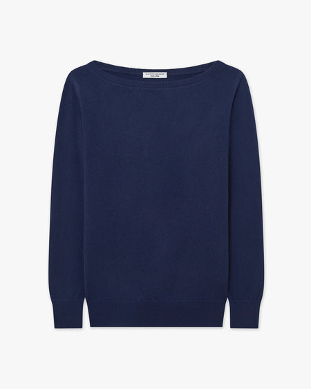 Essential Boat Neck Sweater - Blue - Archive