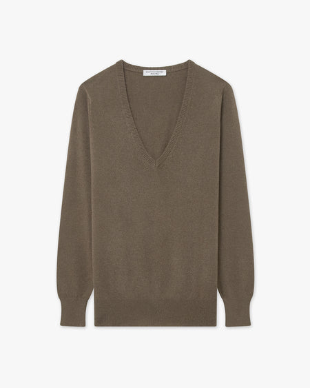 Maglia Scollo V Essential Donna - Marrone - Archivio