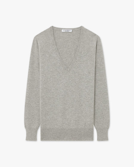 Maglia Scollo V Essential Donna - Grigio Chiaro - Archivio