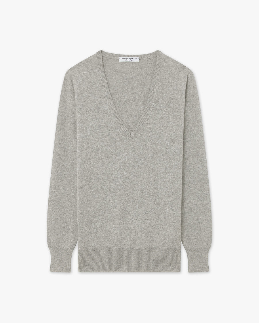 Maglia Scollo V Essential Donna - Grigio Chiaro - Archivio