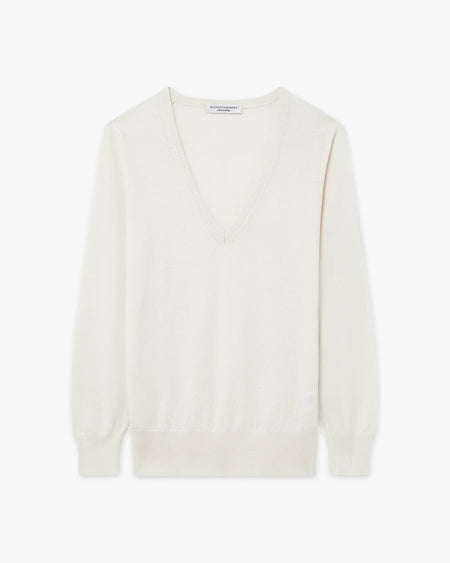 Maglia Scollo V Essential Donna - Panna - Archivio