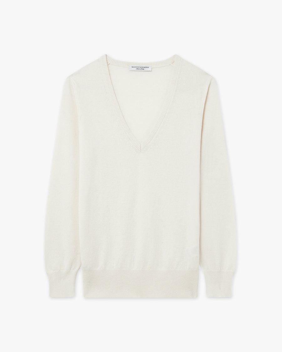 Women's Essential V-Neck Sweater - Off White - Archive