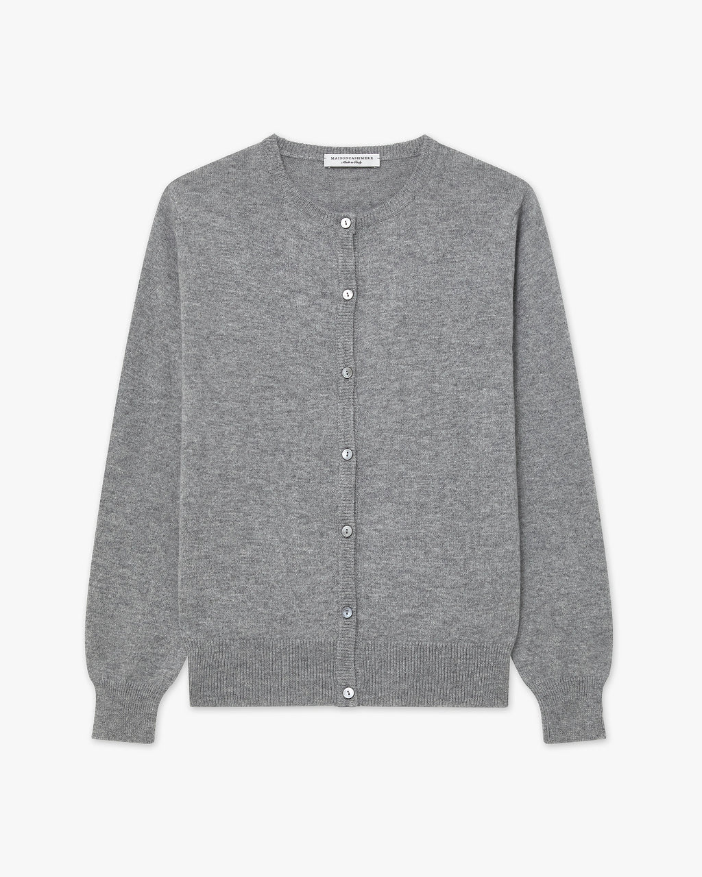 Essential Crew Neck Cardigan - Medium Grey - Archive
