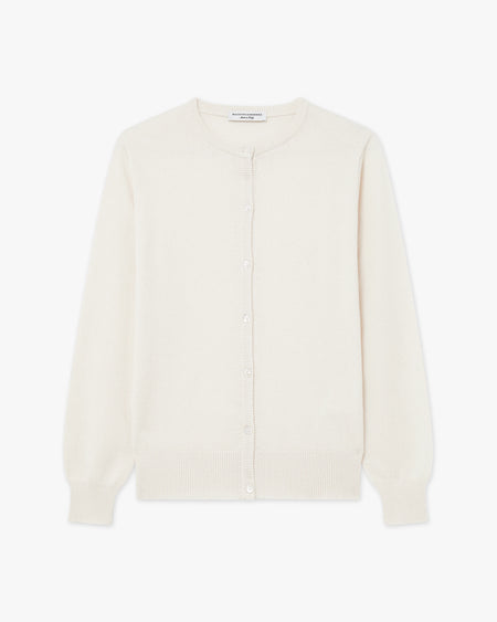 Essential Crew Neck Cardigan - Off White - Archive
