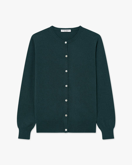 Cardigan Girocollo Essential - Verde - Archivio