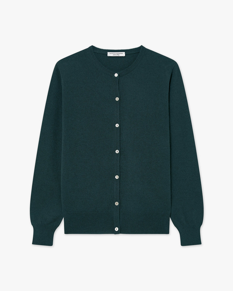 Cardigan Girocollo Essential - Verde - Archivio