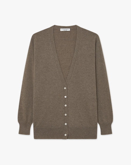 Women's Essential V-Neck Cardigan - Brown - Archive