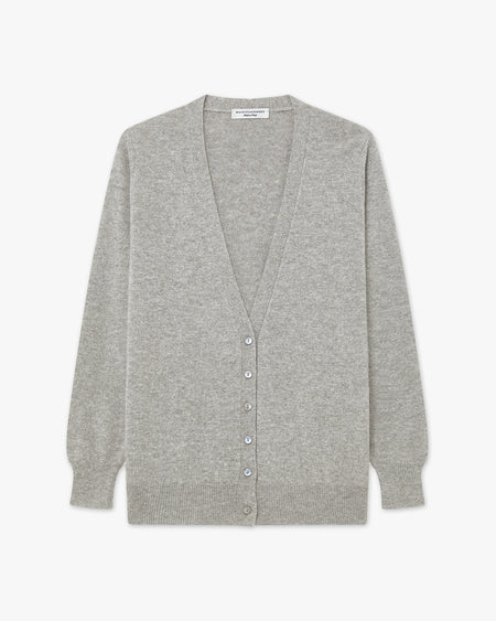 Women's Essential V-Neck Cardigan - Light Grey - Archive