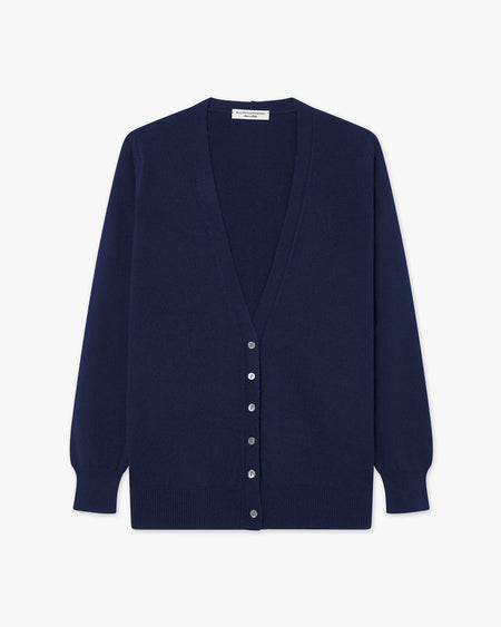 Women's Essential V-Neck Cardigan - Blue - Archive