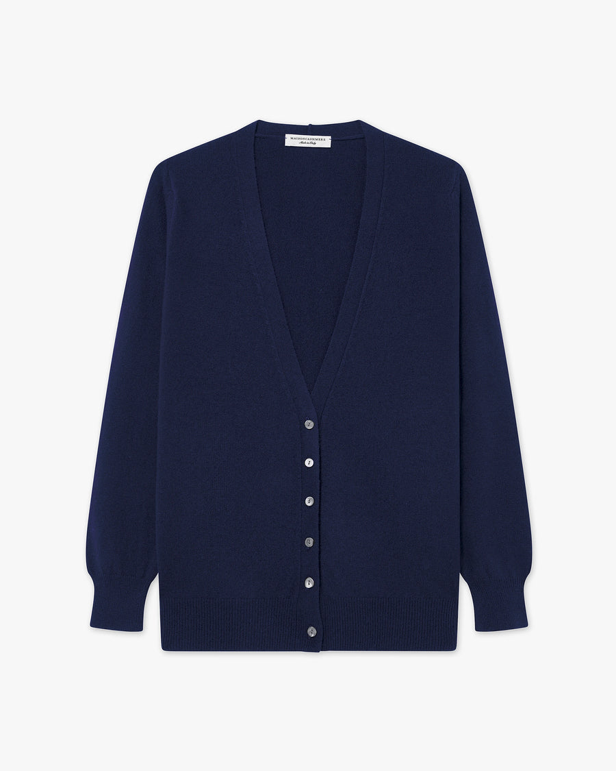 Cardigan Scollo V Essential Donna - Blu - Archivio
