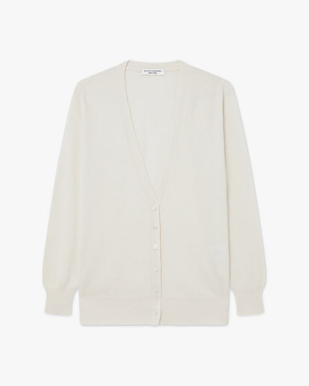 Women's Essential V-Neck Cardigan - Off White - Archive