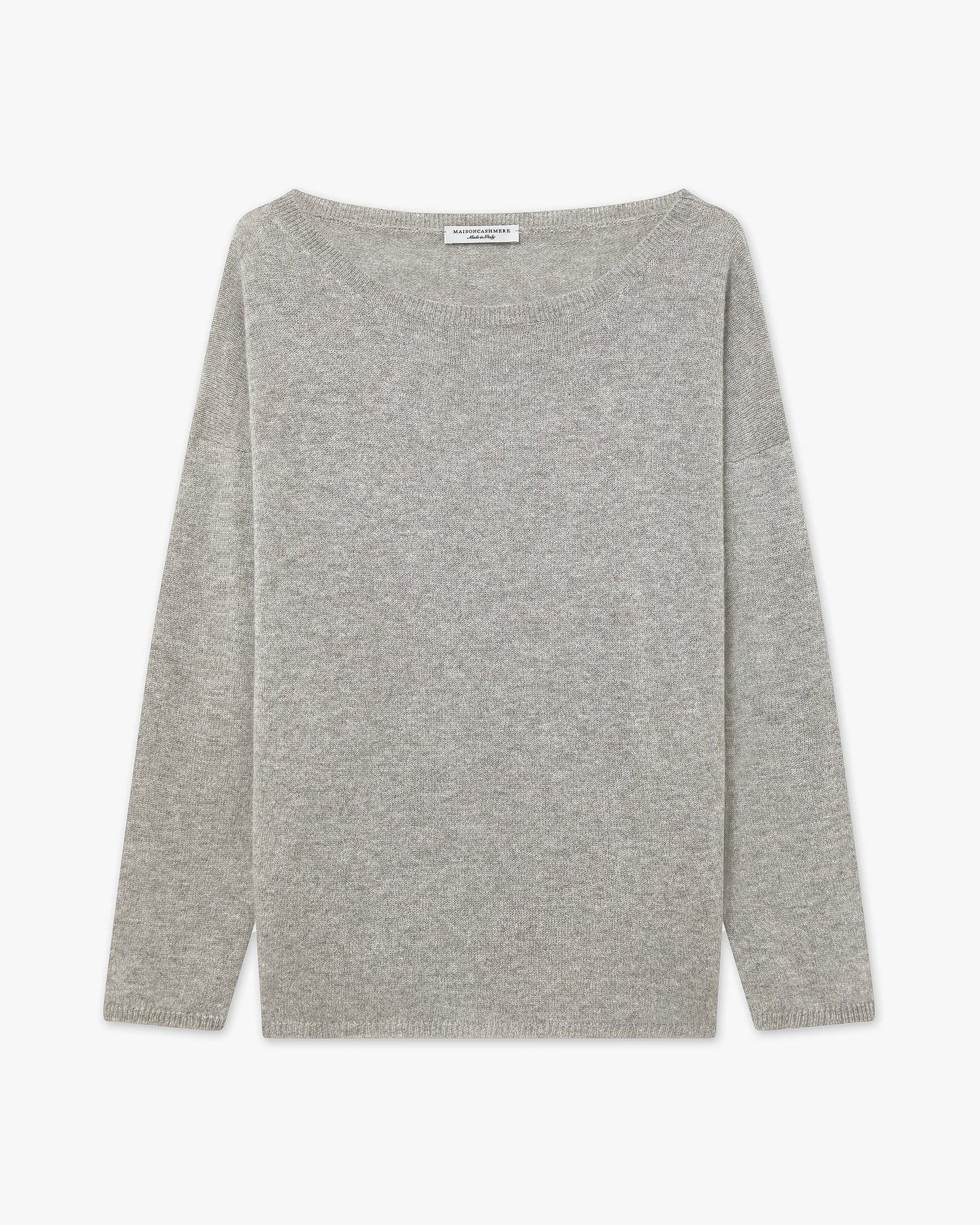 Lightness Boat Neck Sweater - Light Grey - Archive