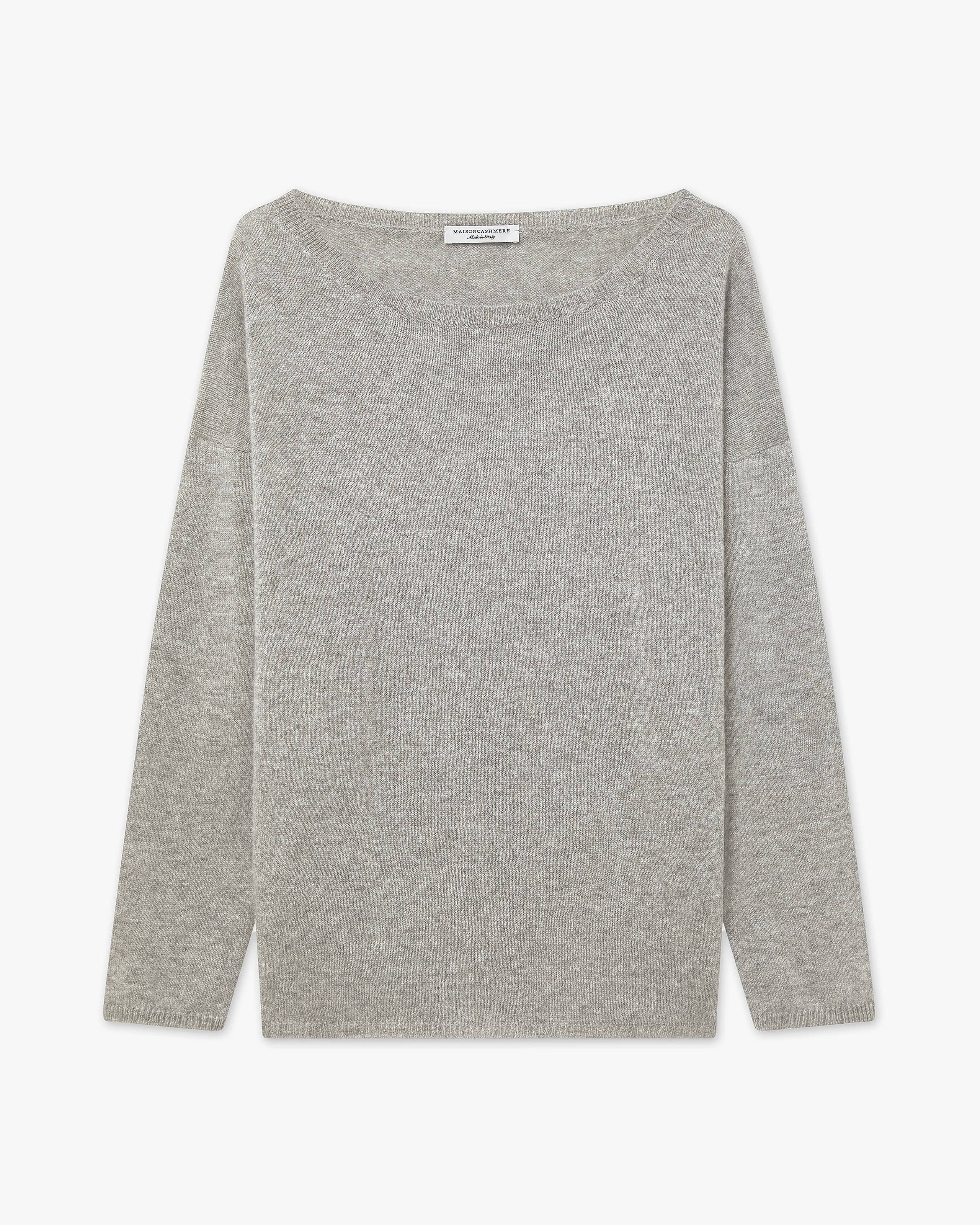 Lightness Boat Neck Sweater - Light Grey - Archive