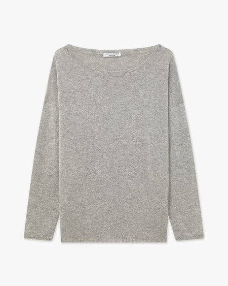 Lightness Boat Neck Sweater - Light Grey - Archive