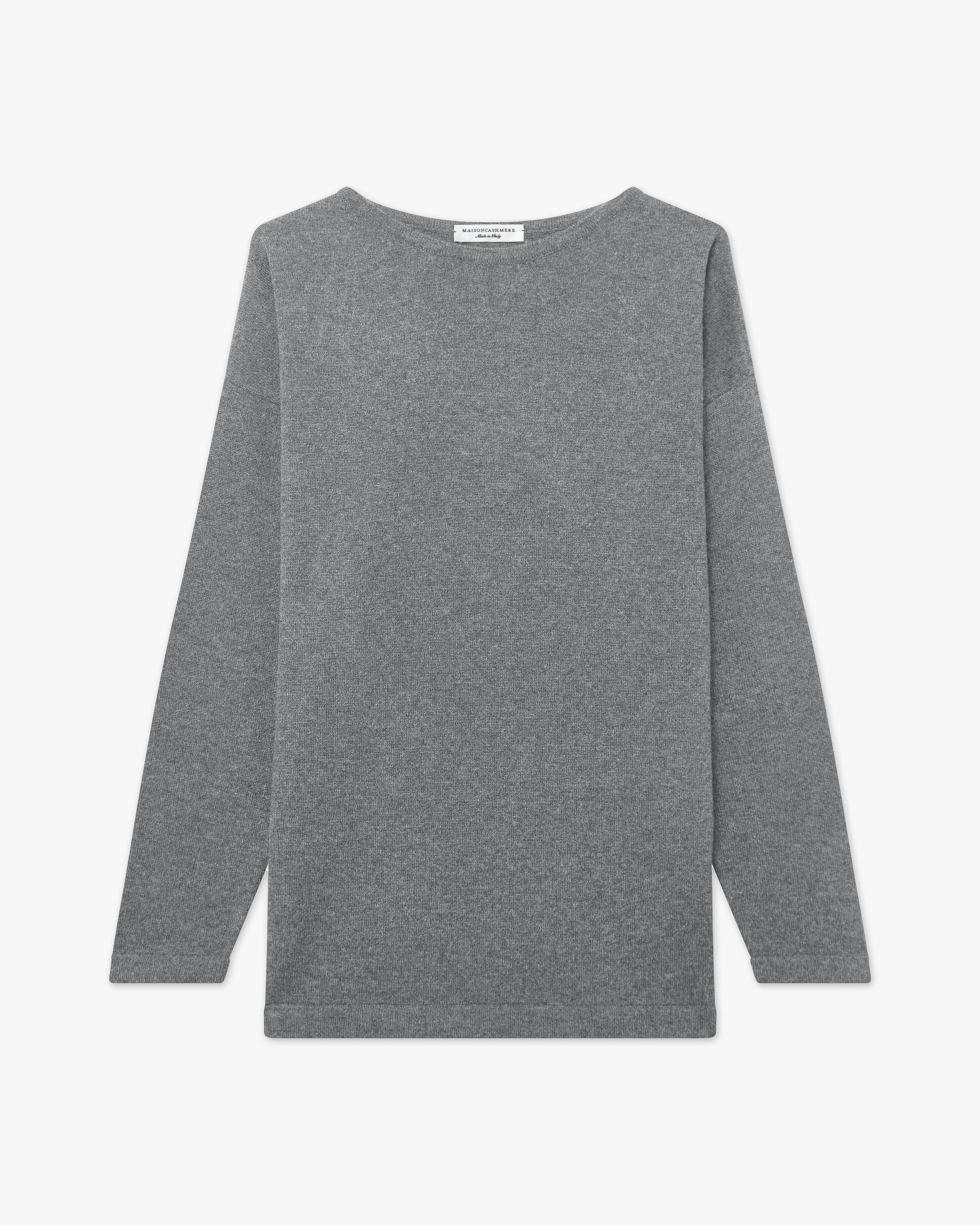 Mollis Boat Neck Sweater - Medium Grey - Archive