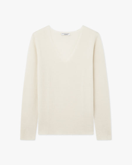 Maglia Scollo V Soffio Donna - Bianco - Archivio