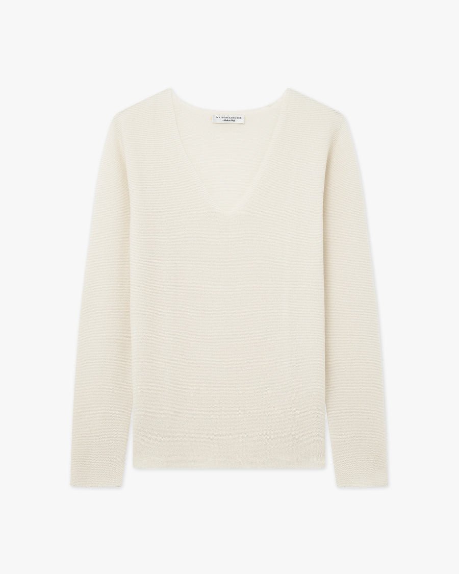 Maglia Scollo V Soffio Donna - Bianco - Archivio