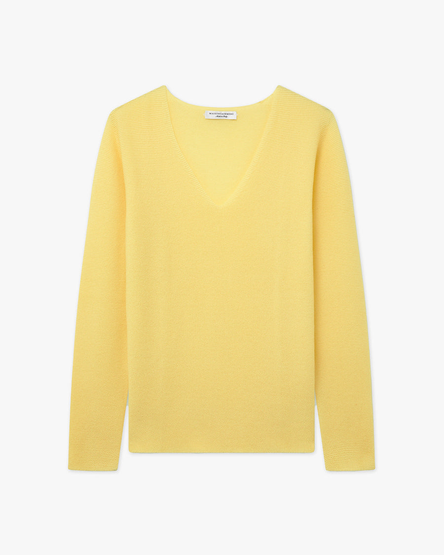Maglia Scollo V Soffio Donna - Giallo - Archivio
