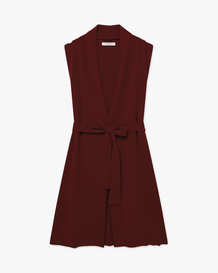 Essential Sleeveless Cardigan - Bordeaux - Archive