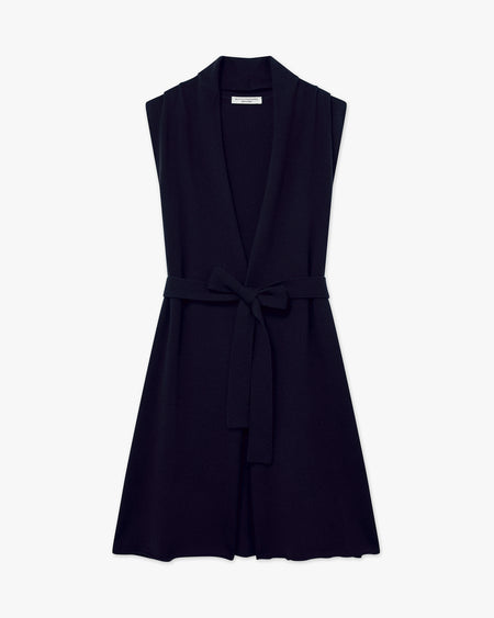 Essential Sleeveless Cardigan - Night Blue - Archive