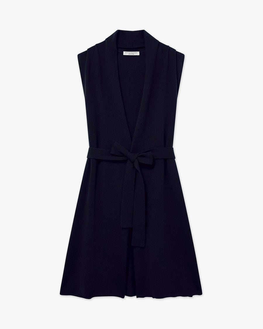 Essential Sleeveless Cardigan - Night Blue - Archive