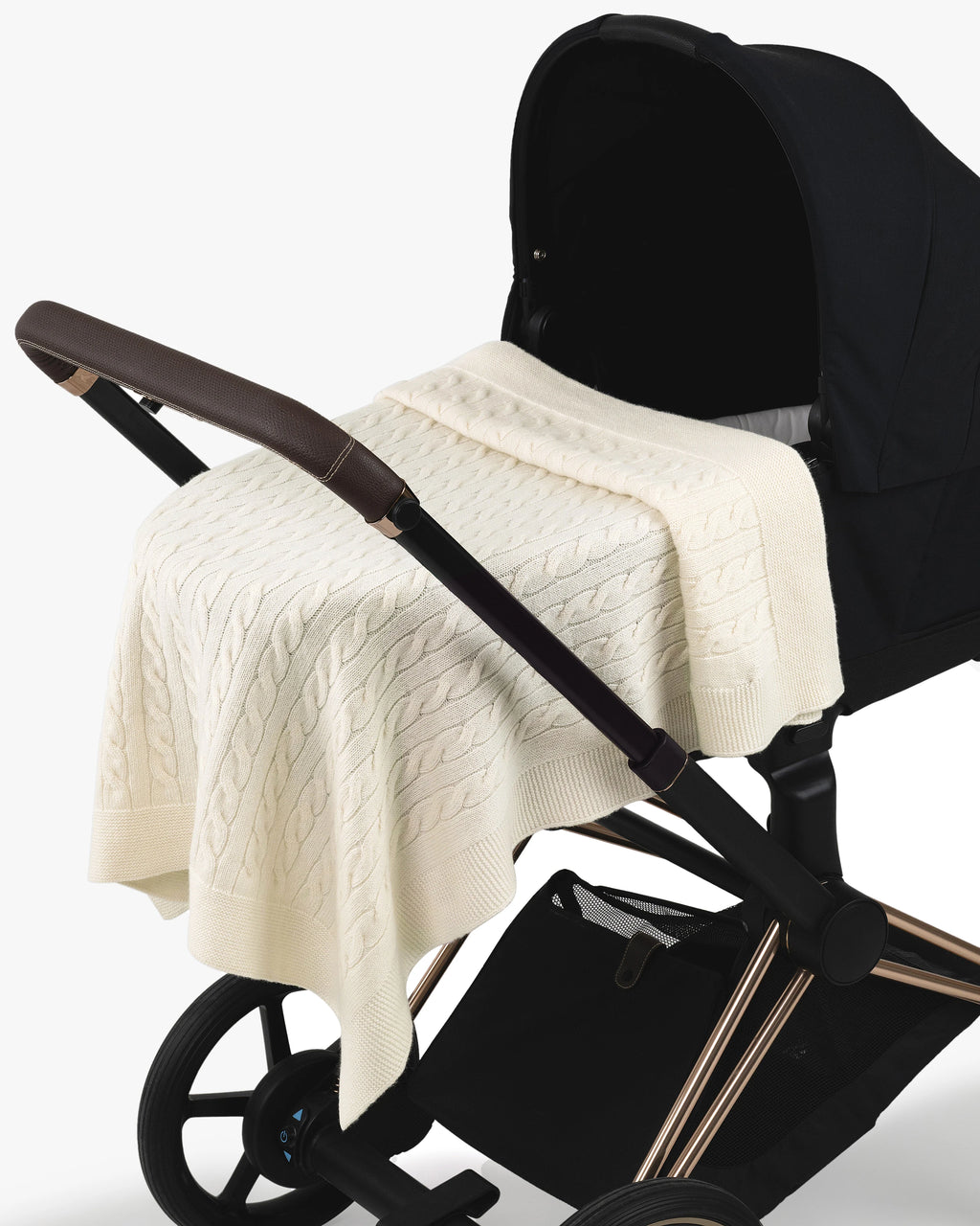 Cable Knit Baby Blanket - White Cashmere
