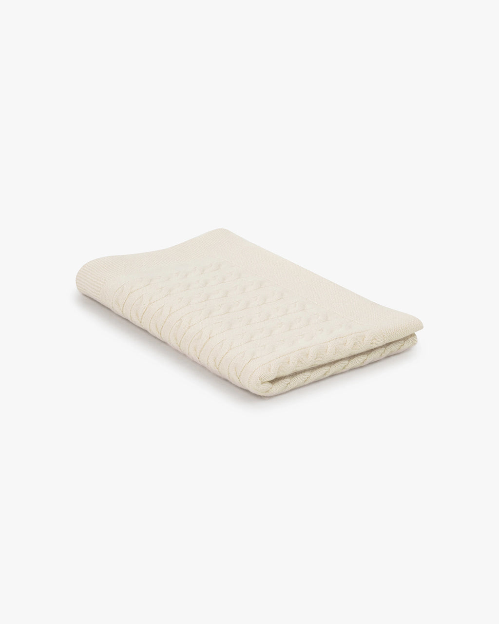 Cable Knit Baby Blanket - White Cashmere