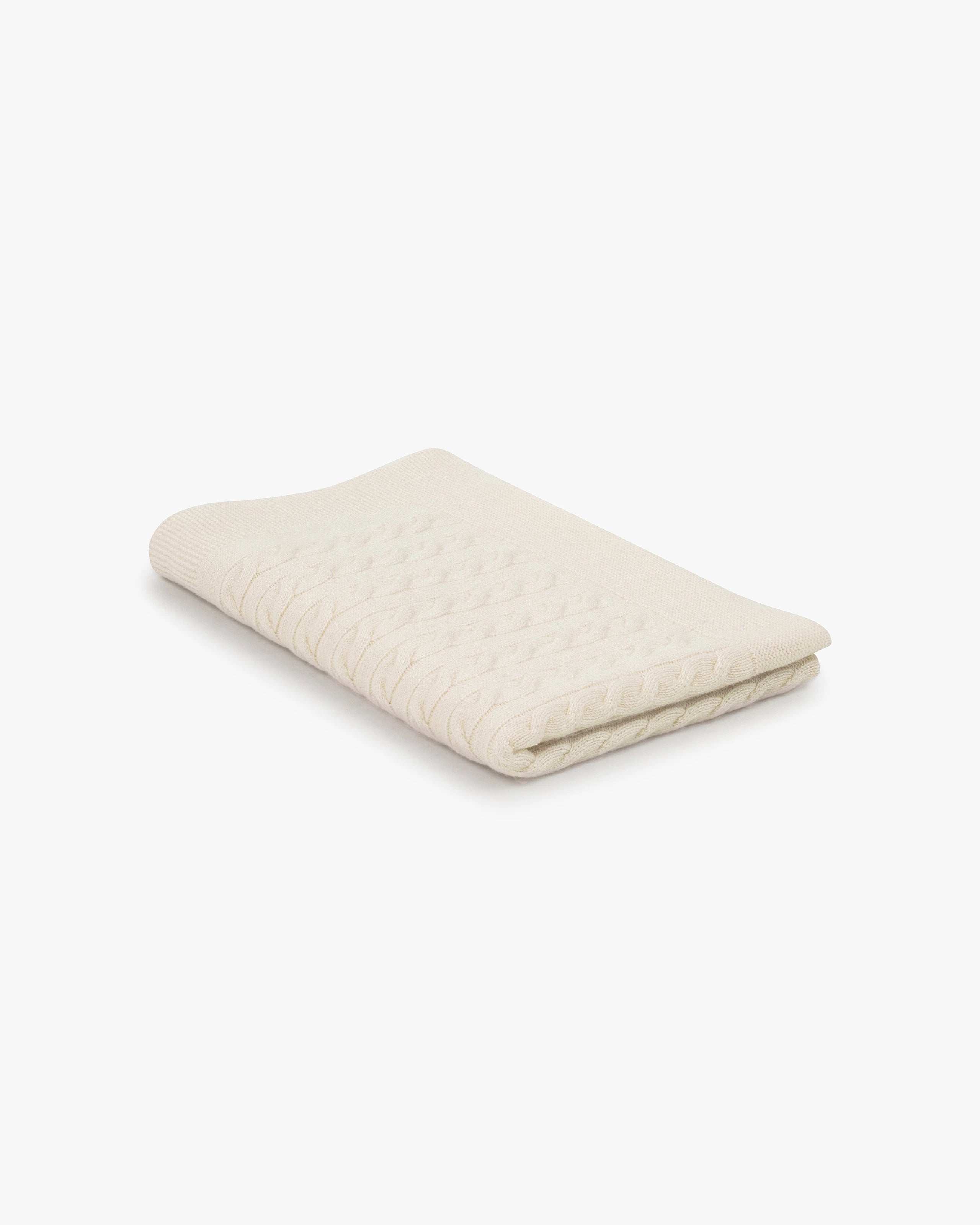 Cable Knit Baby Blanket - White Cashmere