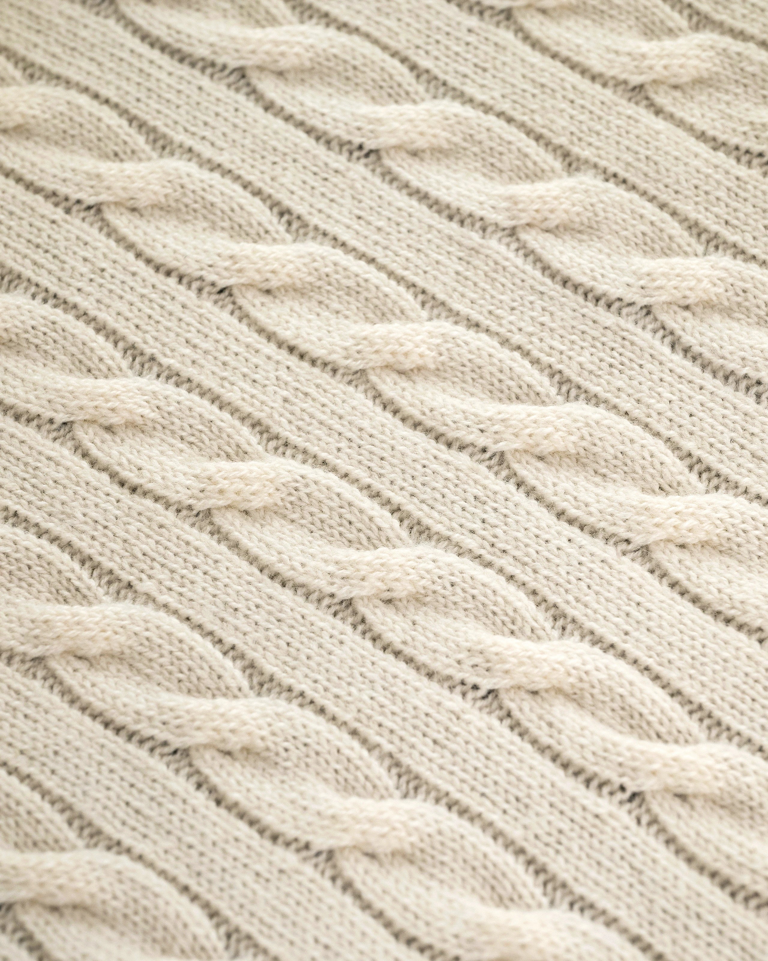 Cable Knit Baby Blanket - White Cashmere